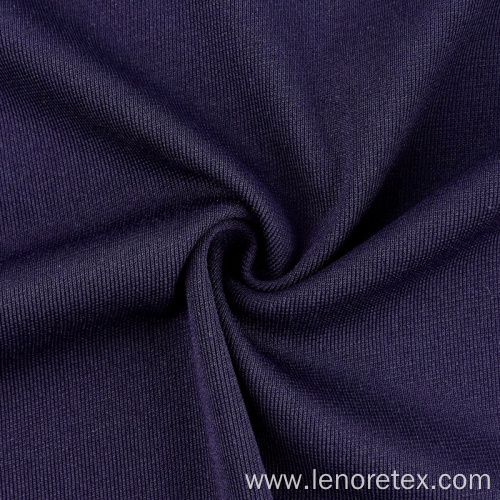 Blue DTY Polyester Spandex Knit Ribbed Recycled Fabric